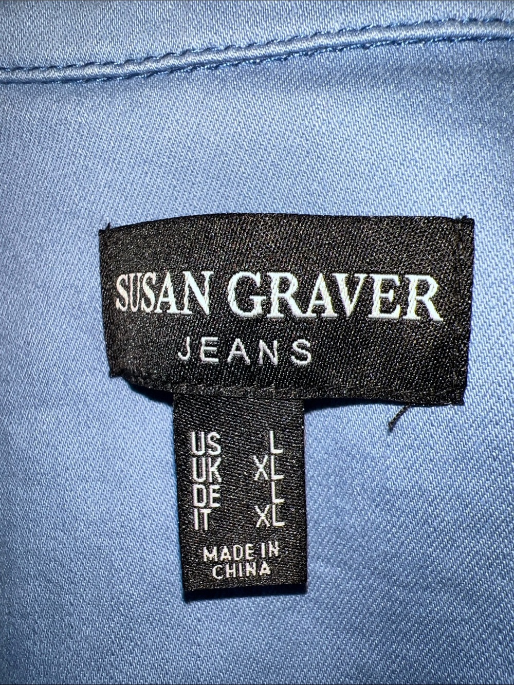 Susan Graver Light Blue Embroidered Hem Women's denim Jacket - Picture 5 of 8